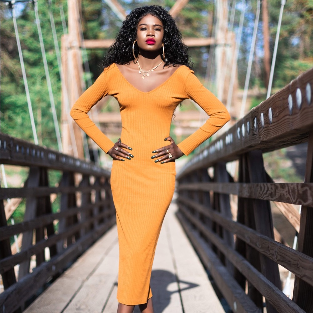 A yellow long dress